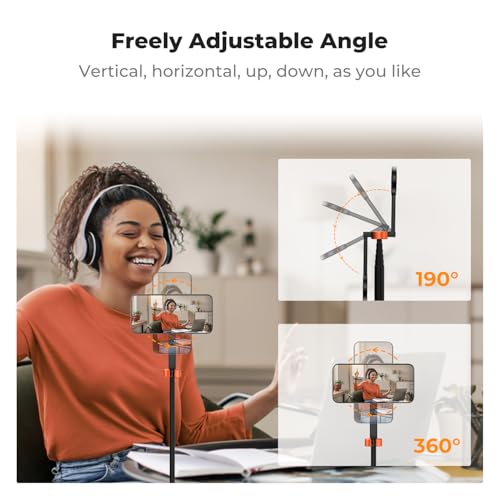 K&F CONCEPT Magnetic Mobile Phone Tripod with Remote Shutter, 1.8 m Portable Extendable Selfie Stick, Double-Sided Magnet, Made of Aluminium Alloy, Compatible with iPhone/Samsung/Android Mobile Phones