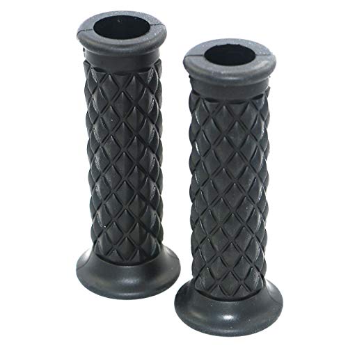 Yibid Motorcycle 7/8" Hand Grips Non Slip Rubber Open Bar End Thruster Grips Comfort Grip for 22mm 7/8 inch Handlebar Custom Racer Sport Street Bikes (Balck Grips)