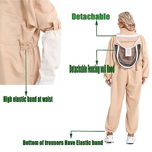 LBOYLOVE® Professional Bee Suit for Men and Women, Sting Proof Polycotton Beekeeping Suit, Beekeeper Costume with Glove &Ventilated Hood (X-Large)