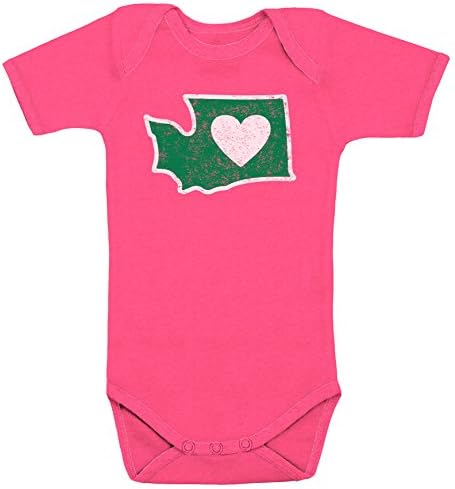 Heart in Washington Infant Onesie 6 month- Distressed Design - Super soft -100% cotton - Short sleeves- One piece Body Suit