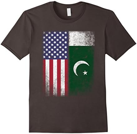 Mens American Pakistani Flag T-shirt Pakistan Heritage Arabic Tee Medium Asphalt