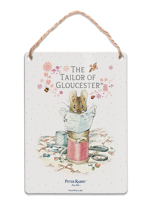 Metal Dangler Sign (65 x 90 mm) - Beatrix Potter - The Tailor of Gloucester — image 1