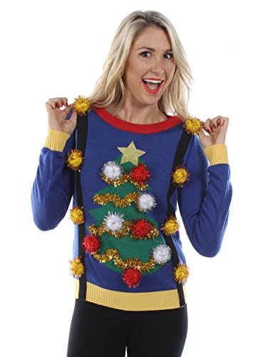 Tipsy Elves Women's Tacky Christmas Sweater-Christmas Tree Sweater