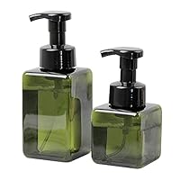 Layboo Foaming Soap Dispensers Pump-Bottles for Kitchen, Bathroom Countertop and Vanities 250 ml(8.5 oz) +450 ml (15.1oz) Pack of 2 (Green)