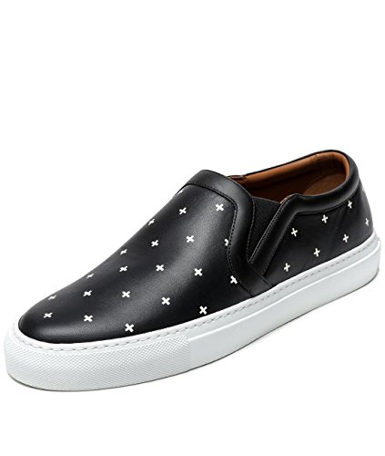 Wiberlux Givenchy Men's Cross Print Real Leather Slip-On Sneakers 43 Black