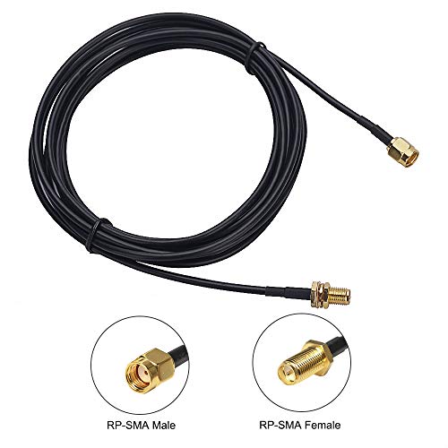 WiFi Antenna Extension Cable with RP-SMA Male to RP-SMA Female Connector, Perfect for Wireless LAN Router Bridge & Other External Antenna Equipment 5m/ 16FT by HIGHFINE