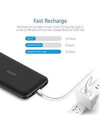 OKZU Quick Charge 3.0 Power Bank, 10000mAh 18W PD Power Delivery Portable Charger, Portable External Battery Pack for iPhone X  8 7  6s, Samsung S9, iPad, Tablets