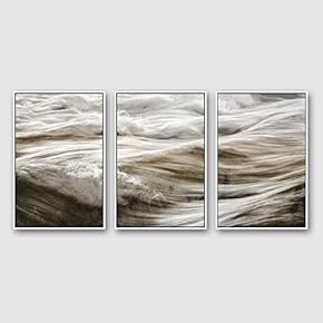 3 Piece Framed CanvasWall Art for Living Room, Bedroom Golden Waves Canvas Prints for Modern Home Decoration Ready to Hang - 16"x24"x3 Panels