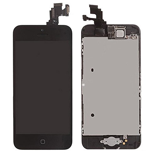 Screen Rejuvenator iPhone 5C LCD Display Screen Replacement Touch Digitizer Full Assembly with Home Button, Ear Piece, Front Camera, Frame, Metal Plate. and Repair Toolkit, Black