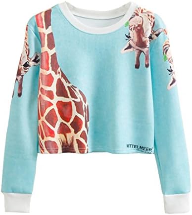 Women's Kawaii Sweatshirts Cartoon Giraffe Printed Shirts