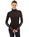 PattyBoutik Women's Turtleneck Lace Inset Long Sleeve Blouse