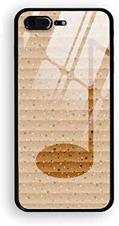 iPhone 8 Plus Case, Tempered Glass Music Elements Notes Web Icon Flat Design Mirror Bumper Cover Compatible for iPhone 8 Plus