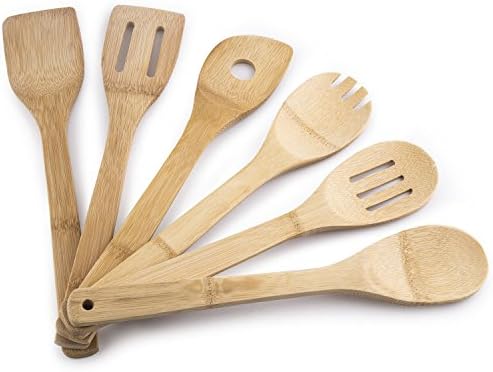 MEGALOWMART 6 Piece Bamboo Kitchen Tools Utensil Set