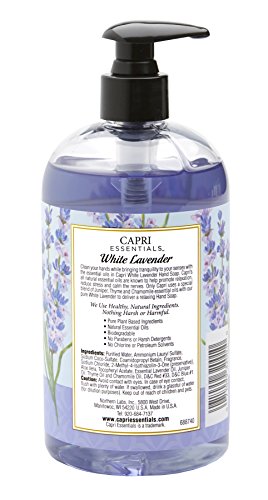 Capri Essentials Natural Hand Soap with Essential Oils - White Lavender, 16 oz.