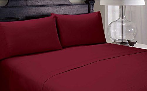 1 Piece Flat Sheet,1 Piece Fitted Sheet (Fits upto 8 to 10 inches Extra Deep Pocket) &amp; 2 Pillow cases Solid Pattern 800 Thread Count 100% Egyptian Cotton (Queen , Burgundy)