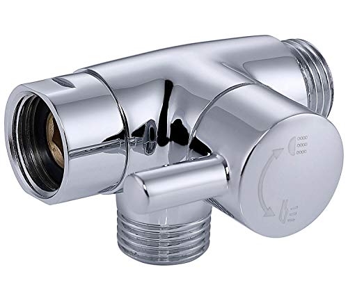 All Metal Shower Arm Diverter,G 1/2 3 Way Shower Diverter Valve For Hand Held Showerhead and Fixed Spray Head Diverter Chrome Finished