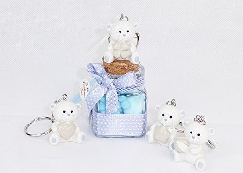 Party Favours Glass Jar with Teddy Bear and Sky Blue (zelda2300)
