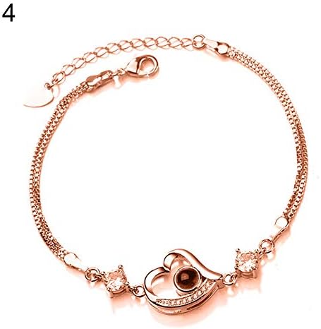 Taiguang Fashion 100 Languages I Love You Projection Chain Bracelet Women Jewelry Gift