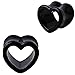 BodyJ4You 4PC Ear Plugs Heart Tunnels Glossy Black White Acrylic 2G Double Flare Expanders