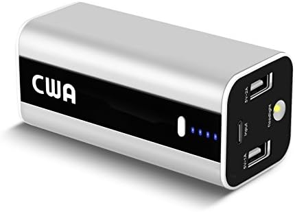 Portable Charger, CWA® Mini 8000 mAh External Battery Pack Power Bank Backup Flashlight for iPhone 6 Plus/6S/6/SE/5S/5/4S, iPad, iPod, Samsung Galaxy S7 S6 Edge S5 S4 S3, Cell Phones, Tablets (Silver)