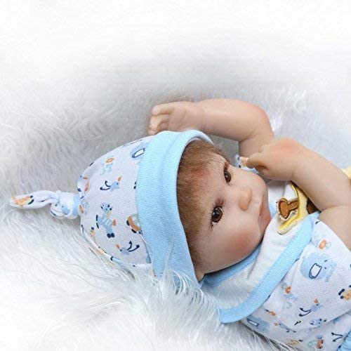 iCradle Reborn Baby Dolls 17"/43cm Reborn Baby Doll Soft Silicone Realistic Lifelike Reborn Baby Boy that Look Real Looking New Born Dolls Toddler Xmas Gift Free Magnet Pacifier (blue)