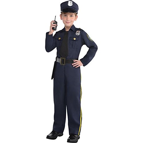 Amscan Cops and Robbers Party Police Officer Costume (5 Piece), Navy Blue, 17" X 11.5"