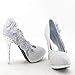getmorebeauty Women's Silver Lace Flower Pearls Closed Toes Wedding Shoes Pumps (US 7.5, Silver)