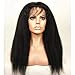 N.L.W. Brazilian virgin human hair lace front wigs for black women Natural black color Italian kinky yaki Glueless front lace wigs with baby hair 14inches