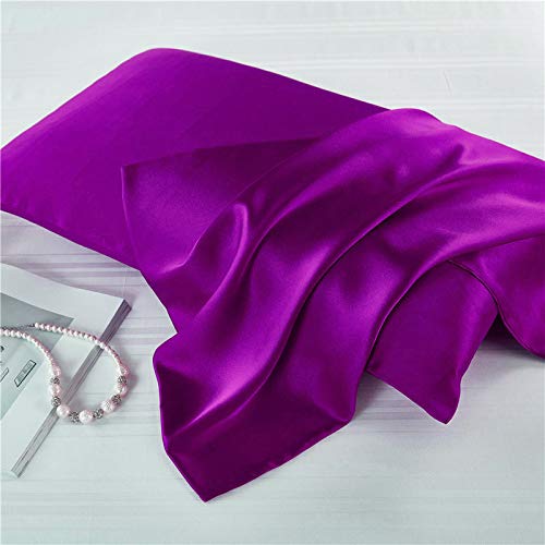 FLCA Mulberry Silk Pillowcase for Hair and Skin,Both Side Mulberry Silk, 1pc (Dark Purple, Standard 50x75cm)