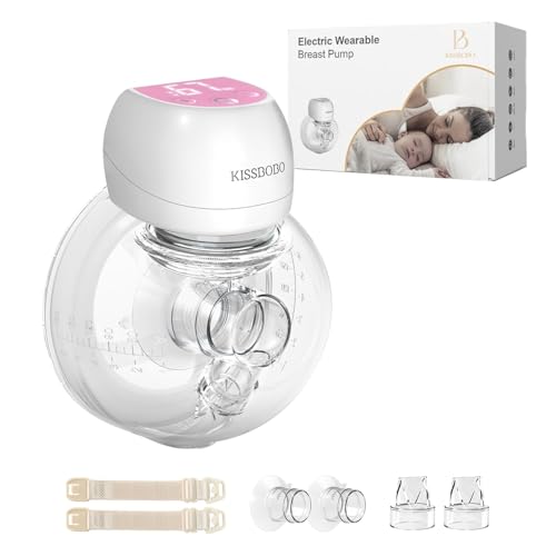 KISSBOBO 1508 Wearable Electric Breast Pump, 193 g Light (Pink 1 Piece) | 180ml container, 3 modes, 9 levels, 1200mAh battery, 27mm opening, hands-free use home, work and travel
