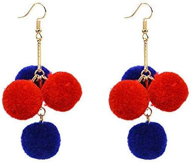 JUKUB Winter Pom Pom Ball Drops Earrings Jewelry Women Dangle Earrings Korean Fashion