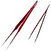 Tweezees Precision Red Stainless Steel Tweezers | Professional Slant Tip & Splinter Tip Tweezer | Extra Sharp Hair Removal Tool | For Eyebrow Shaping