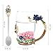 Flower Glass Tea Cups Luxury Upgrade Enamel Glass Coffee Cup Lead-Free Handmade Tea Mug Valentine's Day Present Best Friend Wedding Anniversary Unique Birthday Gifts for Women Mom Girls Grandma(12oz)