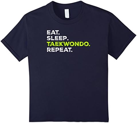 unisex-child Eat Sleep Taekwondo Repeat - Funny Fighter Routine T-Shirt 12 Navy