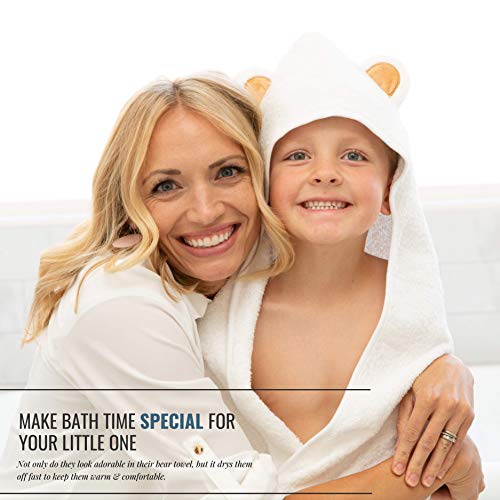 100 Bamboo Hooded Baby Towel By Mi Bella Baby Natural, Hypoallergenic