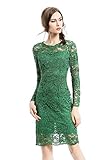 Joy EnvyLand Women Crew Neck Sheath Lace Cocktail Prom Party Lined Midi Dress