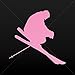 Sticker Winter Sports Skiing Ski Tablet Vehicle Weatherproof Pink (5 X 4.78 Inches)