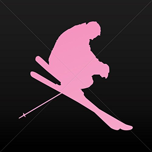 Sticker Winter Sports Skiing Ski Tablet Vehicle Weatherproof Pink (5 X 4.78 Inches)