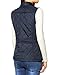 Allegra K Women's Zippered Pockets Stand Collar Quilted Padded Vest M Dark Blue