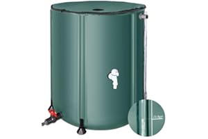 YAFF Rain Barrels to Collect Rainwater from Gutter - Portable Water Storage Tank Water Barrel Rainwater Collection System Rain Catcher Include Filter Two Spigots and Overflow Kit (53 Gallon,Green)