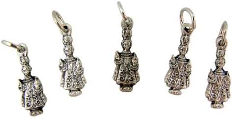 Lot of 5 Infant of Prague Child Christ 3/4 Inch Silver Tone Silhouette Medal