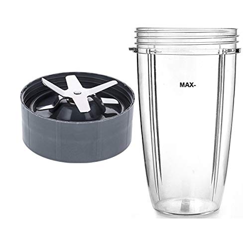 NutriBullet Compatible 32oz Cup & Blade Replacement Set - Tall Blender Cup & 6 Fin Extractor Blade Accessories