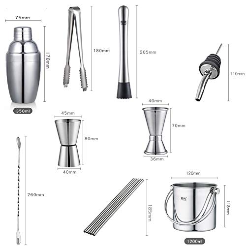 9 Stück Cocktail Set Cocktail Shaker Cocktail Mixer Geschenk Set Bar Zubehör 350 ML Cocktailshaker Edelstahl Für… – Bild 8