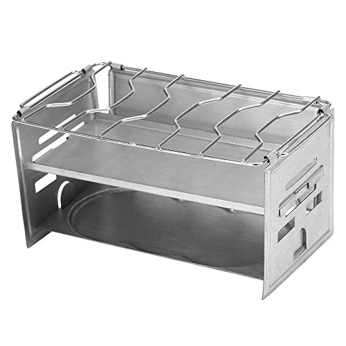 Walmeck- Potable Folding Stainless Steel Backpacking Stove Outdoor Wood Camp Stove Picnic BBQ Grill