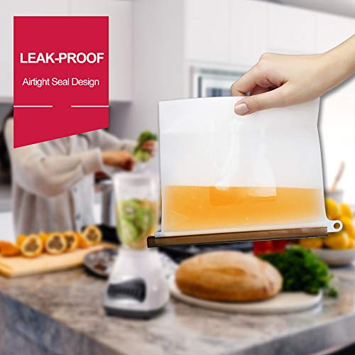 Chrider Reusable Silicone Food Storage Bags (Set of 6) - 3xLarge 50oz, 3xMedium 30oz, Leakproof Food Grade Silicone bags for Vegetable, Liquid, Snack, Meat, Sandwich