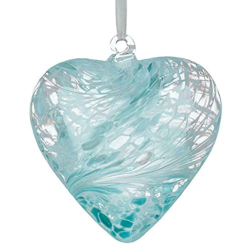 12cm Glass Friendship Heart Hanging Hand Blue Craft Keepsake Ornament Sienna