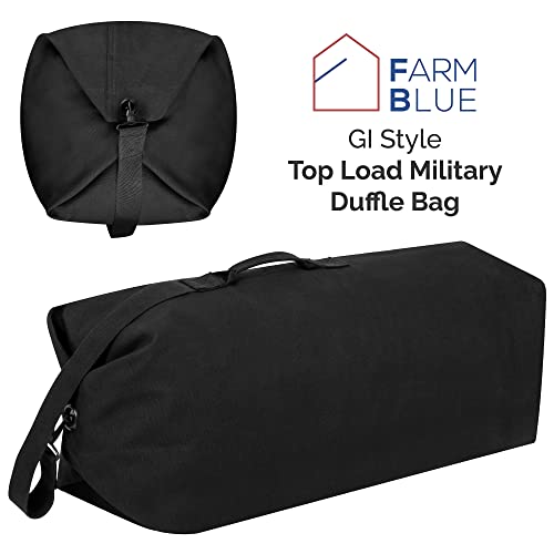Farm Blue Top Load Duffle Bag Military Duffel Bags Heavy Duty Army Grade Cotton Canvas Duffel
