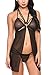 Avidlove Women Sexy Lingerie Lace Babydoll Open Front Teddy Mesh Chemises Black M