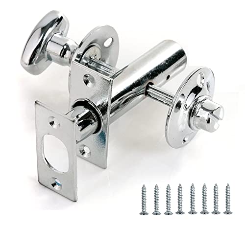 TERF® Heavy Duty Polished Chrome 60mm Thumb Turn Security Bolt Door Lock and Emergency Coin Release Thumb-turn Privacy Door Lock with Fixing Screws For Toilet Bathroom - Pack of 1