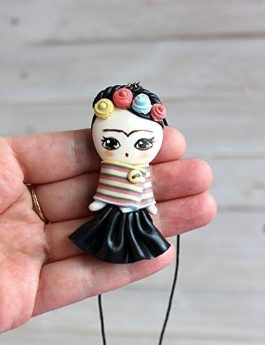 Pendant Girl with roses girl pendant, cute pendant, lovely necklace, black pendant, kids jewelry, handcrafted necklace, gift for Christmas